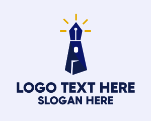 Writer Pen Lighthouse  logo design