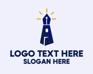 Wordsmith - Writer Pen Lighthouse logo design
