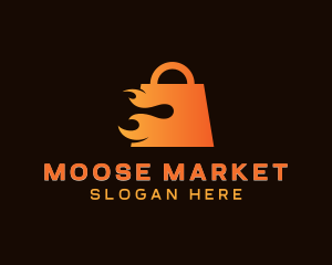 Flaming Shopping Bag Market logo design