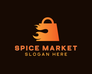 Flaming Shopping Bag Market logo design