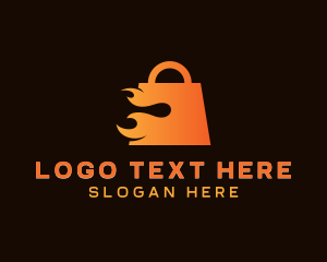 Online Shopping - Flaming Shopping Bag Market logo design