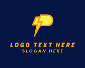 Power Plant - Electrician Power Letter P logo design