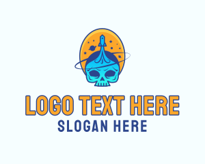 Skeletal - Space Galaxy Skull logo design