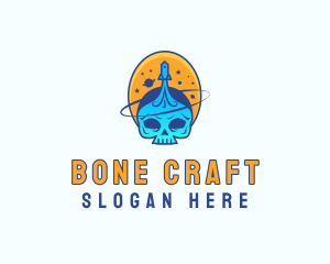 Skeletal - Space Galaxy Skull logo design