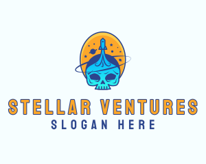 Space Galaxy Skull logo design