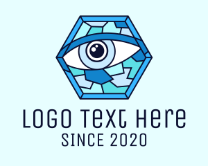 Hexagonal - Blue Stained Glass Eye logo design