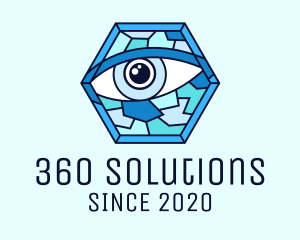 Blue Stained Glass Eye logo design