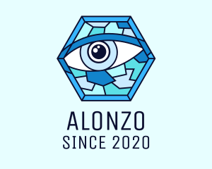 Blue Stained Glass Eye logo design