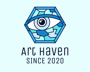 Blue Stained Glass Eye logo design