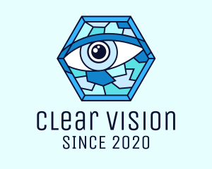 Ophthalmologist - Blue Stained Glass Eye logo design