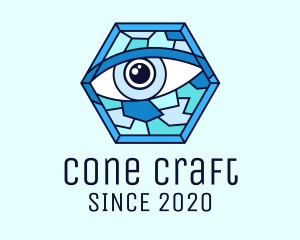 Blue Stained Glass Eye logo design