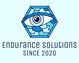 Blue Stained Glass Eye logo design