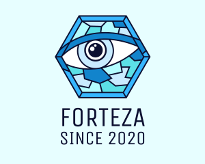 Blue Stained Glass Eye logo design