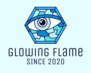 Blue Stained Glass Eye logo design