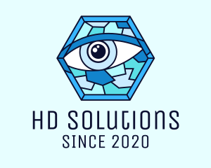 Blue Stained Glass Eye logo design