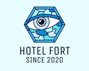 Blue Stained Glass Eye logo design