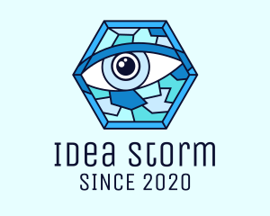 Blue Stained Glass Eye logo design