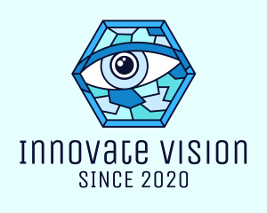 Visionary - Blue Stained Glass Eye logo design