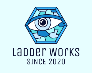 Blue Stained Glass Eye logo design