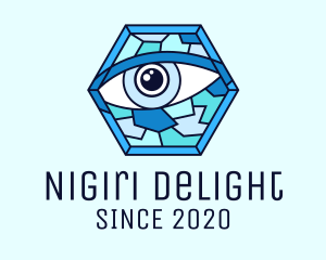 Blue Stained Glass Eye logo design