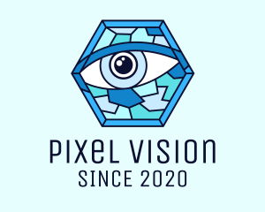 Visual - Blue Stained Glass Eye logo design