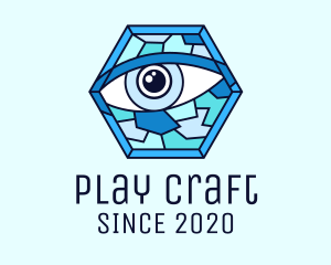 Blue Stained Glass Eye logo design