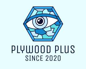 Blue Stained Glass Eye logo design