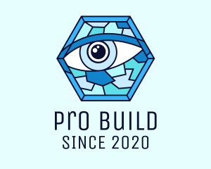 Blue Stained Glass Eye logo design