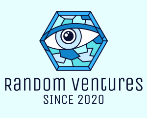 Blue Stained Glass Eye logo design