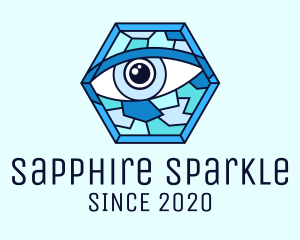 Blue Stained Glass Eye logo design