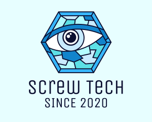 Blue Stained Glass Eye logo design