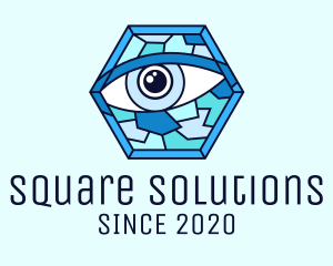 Blue Stained Glass Eye logo design