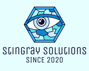 Blue Stained Glass Eye logo design