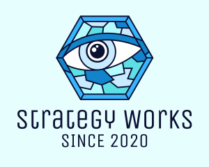 Blue Stained Glass Eye logo design