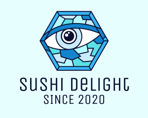 Blue Stained Glass Eye logo design