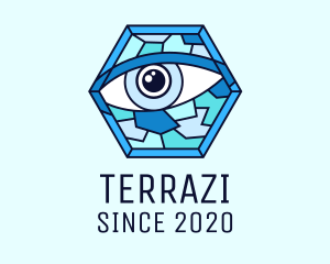 Blue Stained Glass Eye logo design