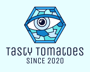 Blue Stained Glass Eye logo design