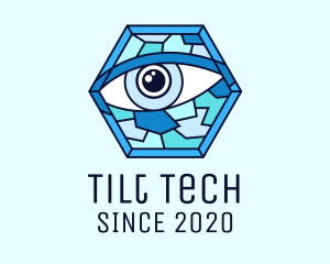 Blue Stained Glass Eye logo design