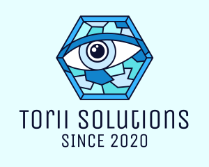 Blue Stained Glass Eye logo design