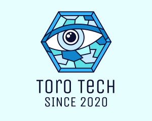 Blue Stained Glass Eye logo design