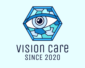 Ophthalmology - Blue Stained Glass Eye logo design