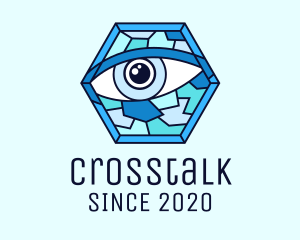 Healthy - Blue Stained Glass Eye logo design