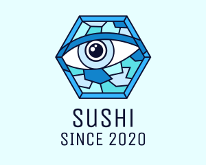 Blue Stained Glass Eye logo design