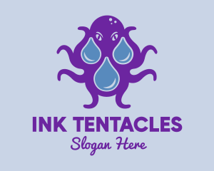 Tentacles - Sea Monster Droplet logo design