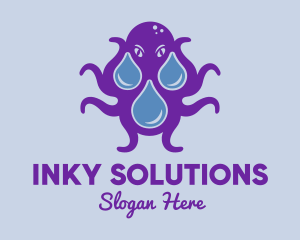 Squid - Sea Monster Droplet logo design