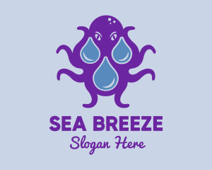 Sea Monster Droplet  logo design
