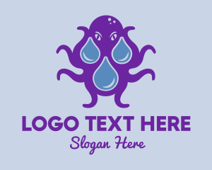 Octopus - Sea Monster Droplet logo design