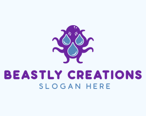 Sea Monster Droplet  logo design