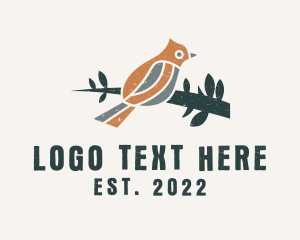 Ornithology - Waxwing Bird Branch logo design