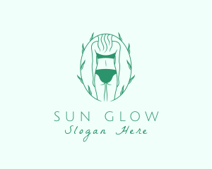 Tanning - Sexy Woman Swimsuit logo design